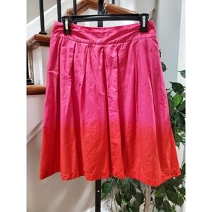 H&M Women's Pink & Red Solid 100% Cotton A-Line Casual Knee Length Skirt Size 6
